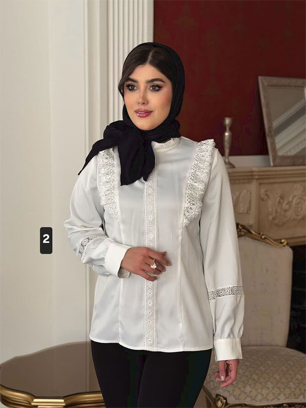 شومیز ساتن دانتل دار